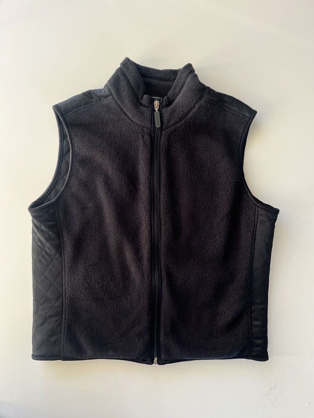 Banana Republic Black Quilted Fleece Vest Women’s Medium Full Zip